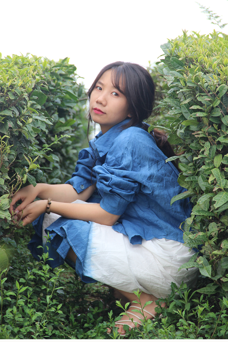 棉麻小花衬衫均码_03